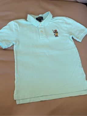 Polo by Ralph Lauren Kids Light Minty Green/Blue Fishing Bear Polo Shirt